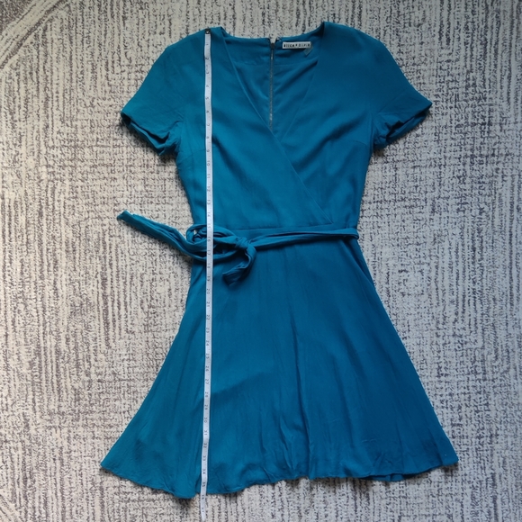 *Alice + Olivia* Faux wrap v-neck teal mini dress - Picture 5 of 8